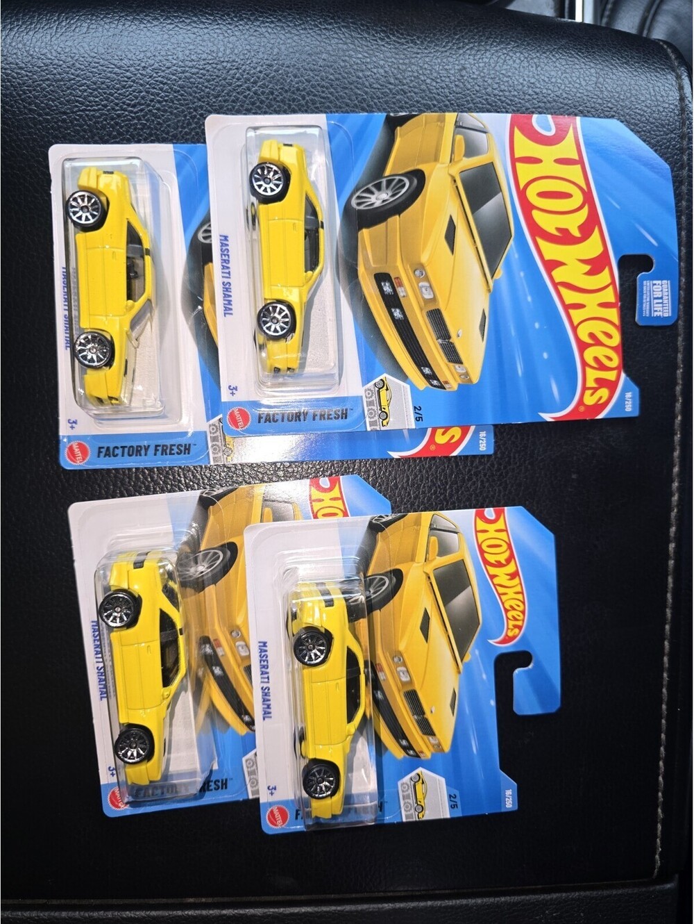 Hot Wheels Maserati Shamal Yellow Factory Fresh Lot of 4 2 Short + 2 Long Cards